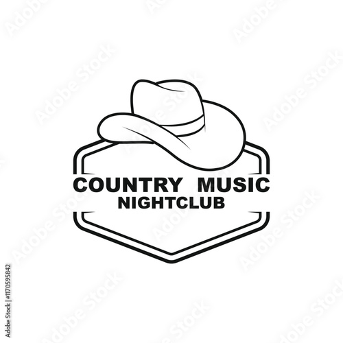 Guitar logo design vector template. Classic Vintage Retro Label Badge for Country Guitar Music Western Saloon Bar Cowboy Logo Design Template