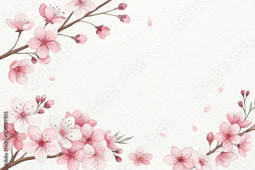 Wallpaper Mural cute beautiful flowers cherry blossoms watercolor illustration background Torontodigital.ca