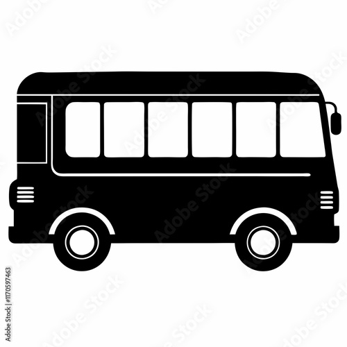 Electric Bus Silhouette Vector Art