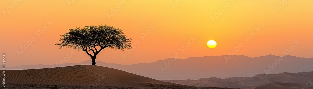 A solitary tree silhouetted against a vibrant sunset over rolling hills, evoking tranquility and the beauty of nature. A solitary tree silhouetted against a vibrant sunset over rolling hills, evoking tranquility and the beauty of nature.
