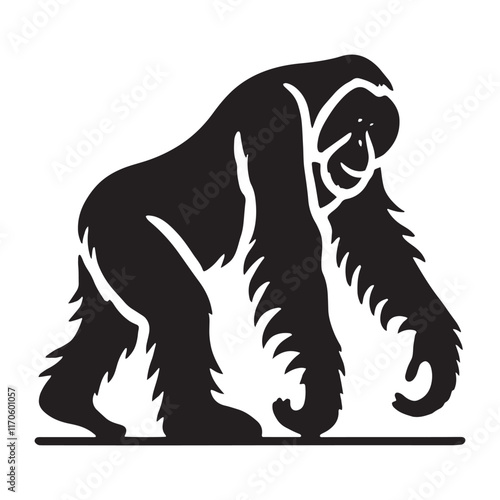 Detailed orangutan silhouette for versatile creative projects - Orangutan illustration - minimallest orangutan vector
