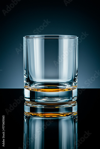 Empty Glass Tumbler on Reflective Surface photo