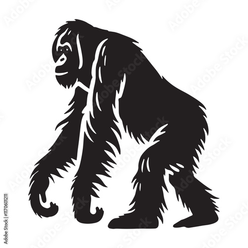 Captivating orangutan silhouette for creative digital uses - Orangutan black vector
