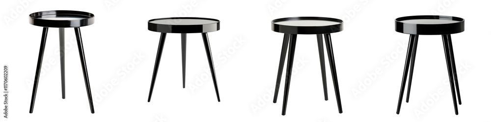 Stylish and Sophisticated Set of Black Round Tripod Side Tables Ideal for Placing Accents and in Contemporary Living Room Bedroom or Office Spaces Stylish and Sophisticated Set of Black Round Tripod Side Tables Ideal for Placing Accents and in Contemporary Living Room Bedroom or Office Spaces