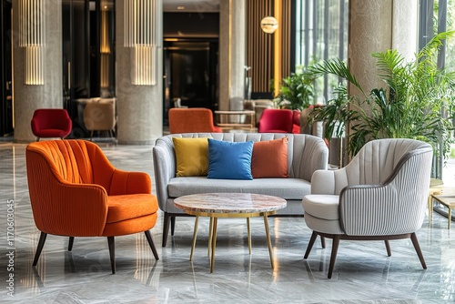 Wallpaper Mural a large lobby with a lot of furniture, sophisticated hotel lobby interior with luxurious furnishings Torontodigital.ca