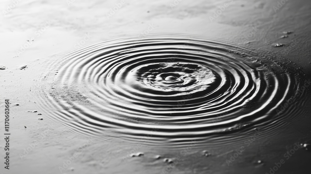 Raindrops falling into a small puddle create ripples on the surface of the water, capturing the delicate movement and the peaceful ambiance of a rainy day. A close-up of nature’s water interaction. Raindrops falling into a small puddle create ripples on the surface of the water, capturing the delicate movement and the peaceful ambiance of a rainy day. A close-up of nature’s water interaction.