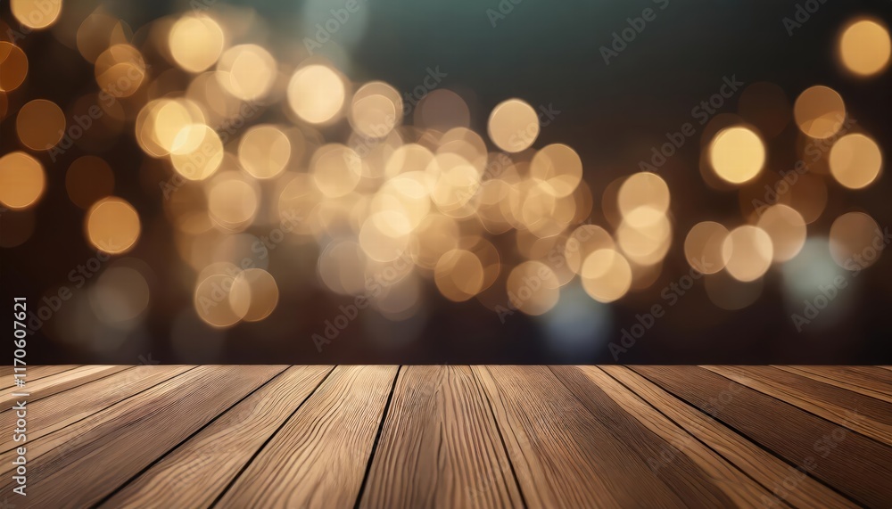 Empty Brown Wooden Floor or Wood Board Table with Blurred Abstract Night Light Bokeh Background Perfect for Creative Projects, Photography, and Design Inspirations Empty Brown Wooden Floor or Wood Board Table with Blurred Abstract Night Light Bokeh Background Perfect for Creative Projects, Photography, and Design Inspirations