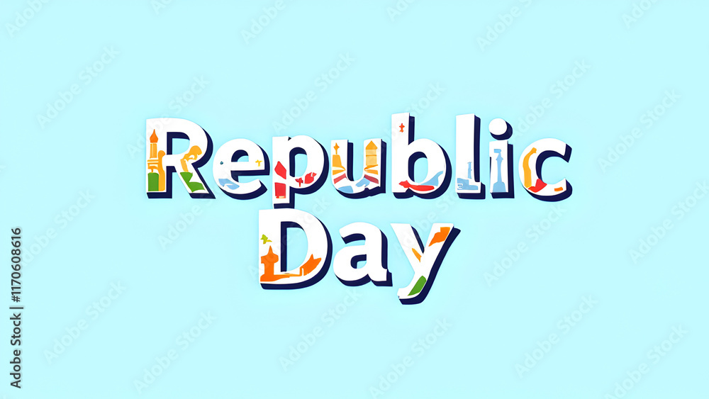 Obraz premium Indian tricolour flag font Republic Day illustration with 26 January text for Indian Festival.