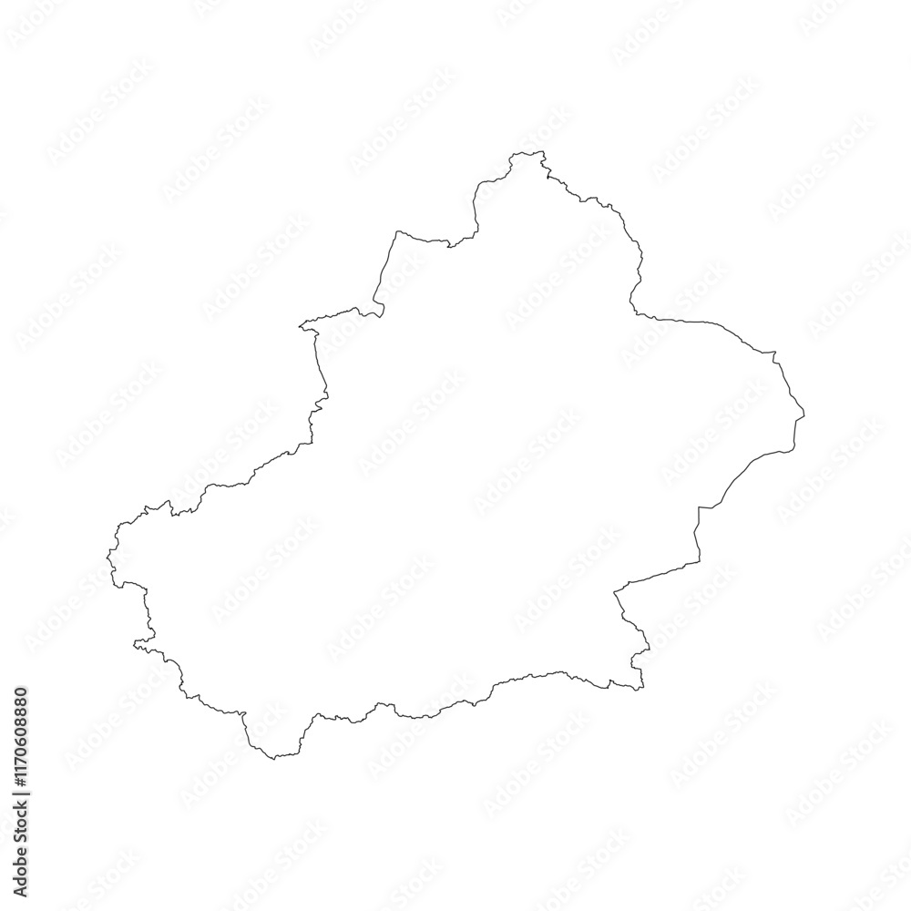 Fototapeta premium Xinjiang Uygur province blank outline map