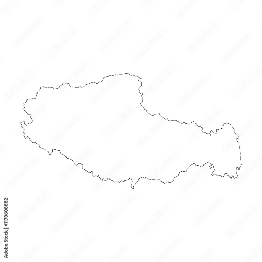 Tibet province blank outline map Tibet province blank outline map