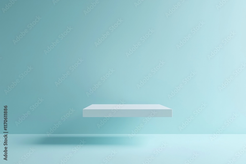 Obraz premium A white rectangular platform floating in the air, with a light blue background
