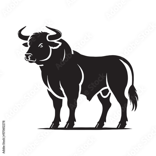 Stylish ox silhouette for digital art projects - Ox illustration - minimallest ox vector
