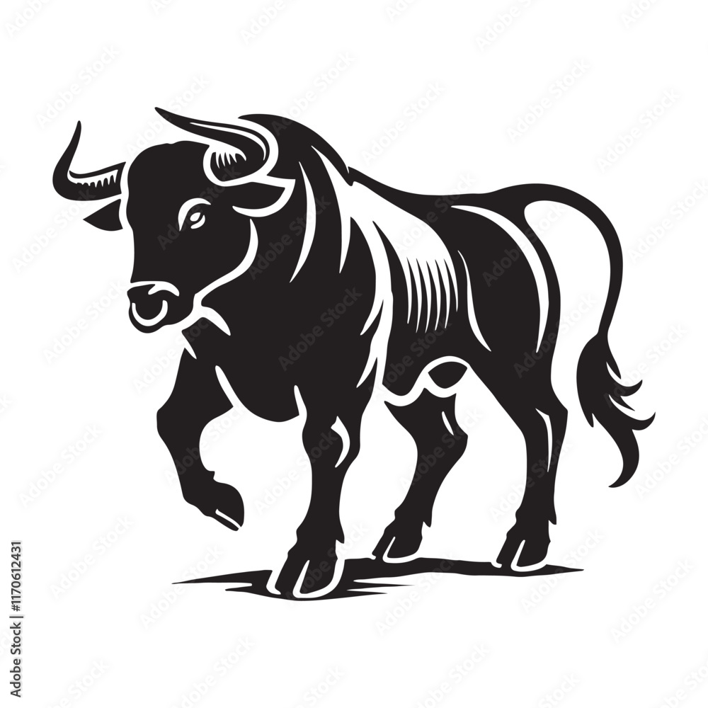 Fototapeta premium Captivating ox silhouette for modern creative projects - Ox black vector 