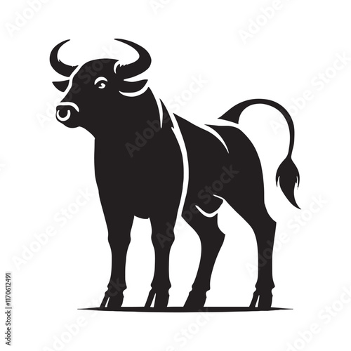 Bold ox silhouette for innovative artistic designs - Ox illustration - minimallest ox vector
