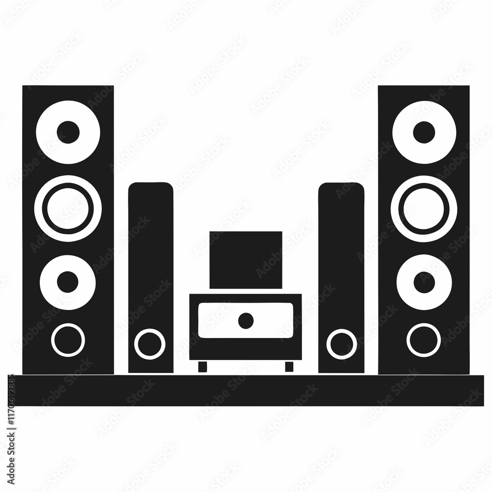 Home Theater Silhouette Vector Art Home Theater Silhouette Vector Art