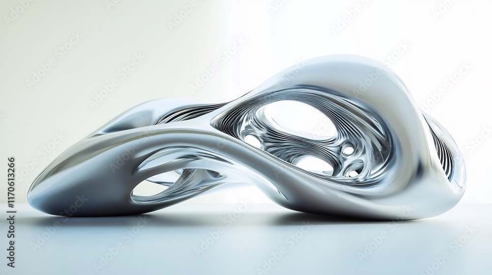 Abstract Silver Sculpture: A Futuristic Architectural Design Abstract Silver Sculpture: A Futuristic Architectural Design