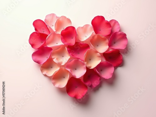 Wallpaper Mural Heart shaped arrangement of pink and red flower petals on a soft background for a romantic occasion Torontodigital.ca