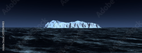 Eisberg im offenen Meer bei Nacht