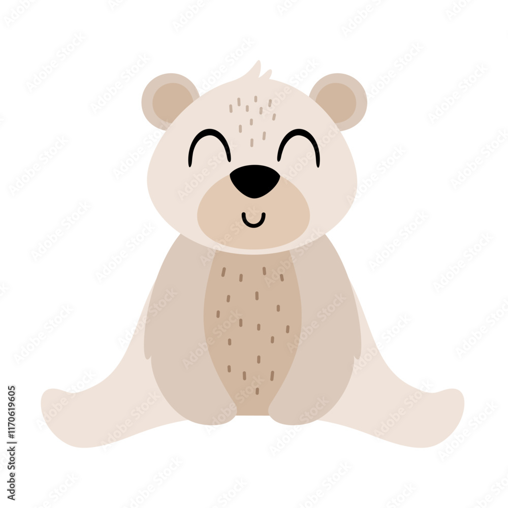 Obraz premium Polar bear clipart. Cute Arctic animal clipart. Hand draw vector illustration in flat style