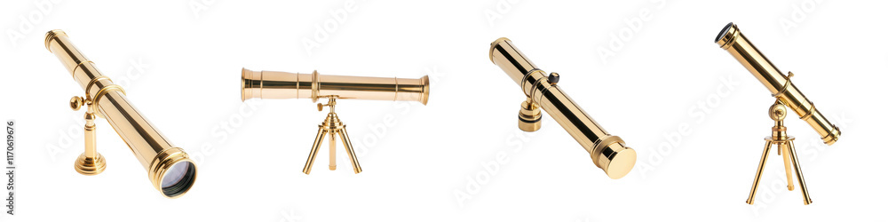 Elegant and Antique Looking Brass Astronomical Telescopes Highlighting the Intriguing and Discovery of the Cosmos Stars Planets and Celestial Wonders of the Universe Elegant and Antique Looking Brass Astronomical Telescopes Highlighting the Intriguing and Discovery of the Cosmos Stars Planets and Celestial Wonders of the Universe