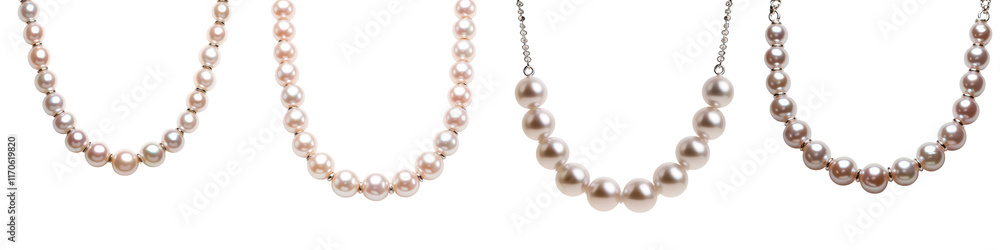 Obraz premium Elegant pearl necklace strands in a variety of colors sizes and styles presented as luxury fashion accessories and design elements Pearls beads