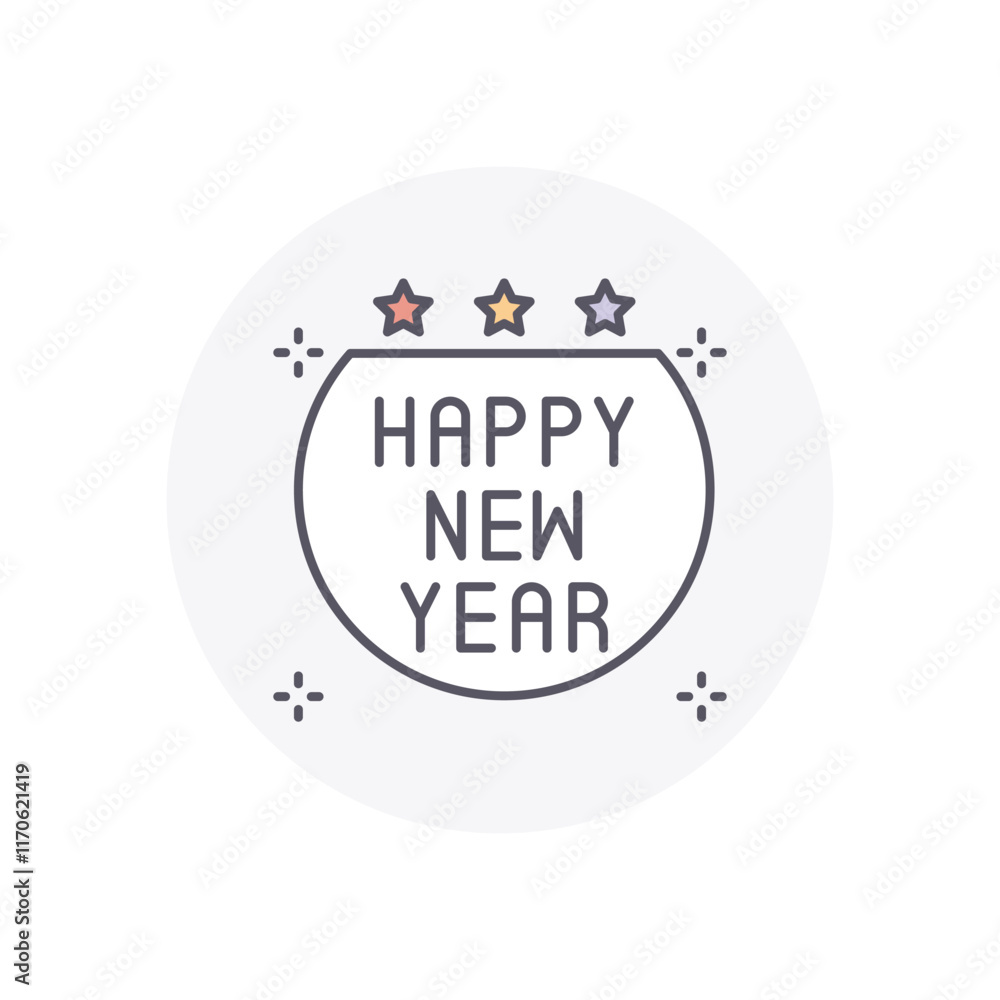 Fototapeta premium Happy New Year vector icon stock illustration
