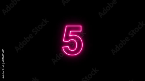 10 second countdown timer animation. neon light numbers from 10 to 1. neon number text glowing motion. Circle countdown timer 10 sec animation.