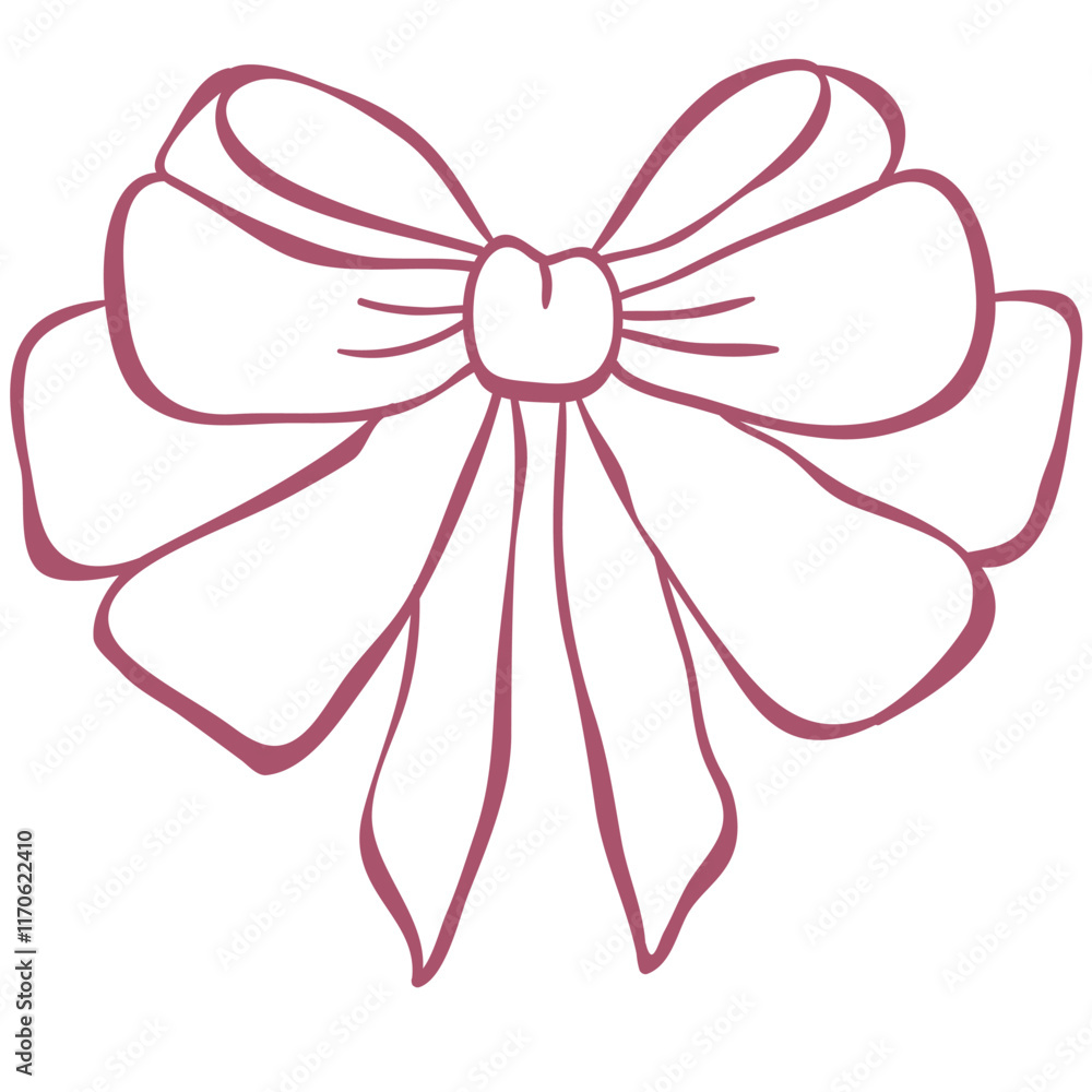 Hand-Drawn Red Vector Bow. Illustration Hand-Drawn Red Vector Bow. Illustration