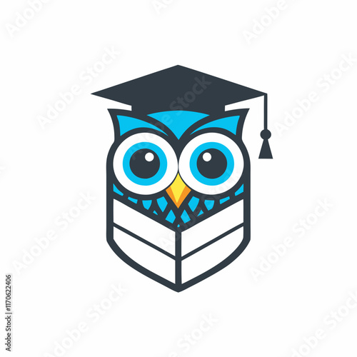 Owl with Graduation Cap Logo Vector Design. photo