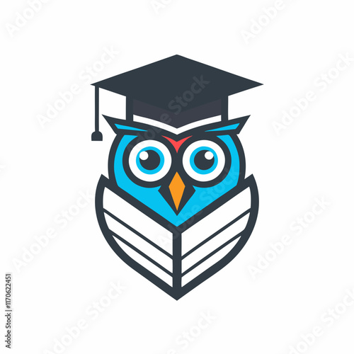 Owl with Graduation Cap Logo Vector Design. photo