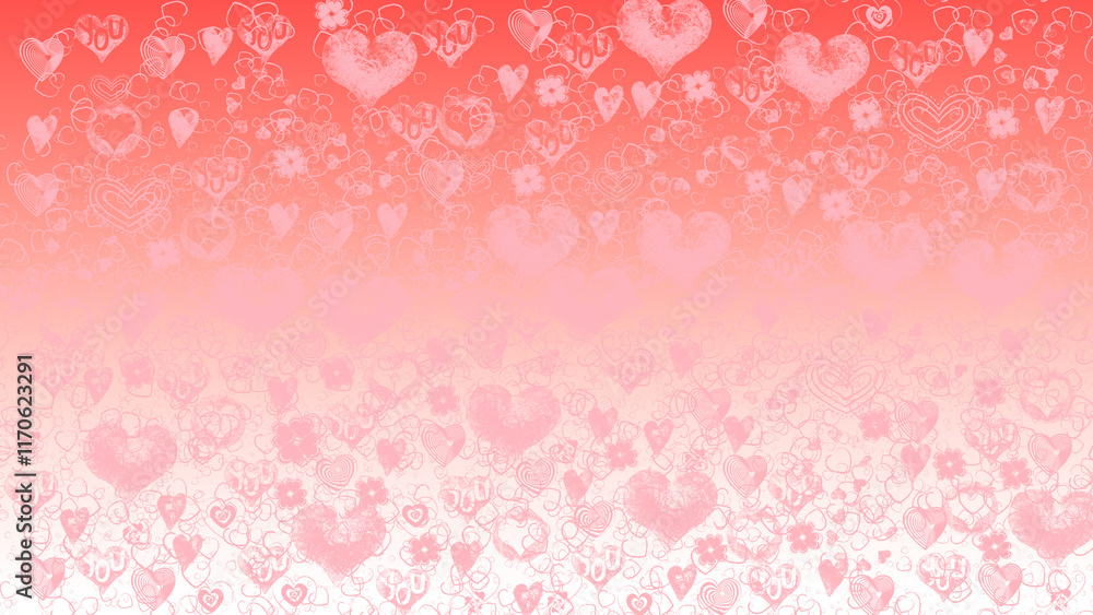 Pink and white gradient background filled with hearts and flowers, perfect for Valentine's Day projects Pink and white gradient background filled with hearts and flowers, perfect for Valentine's Day projects