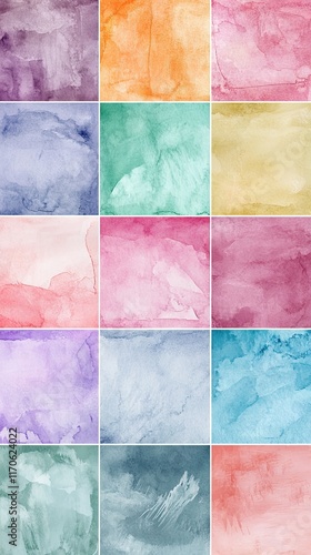 Sixteen pastel watercolor textures.