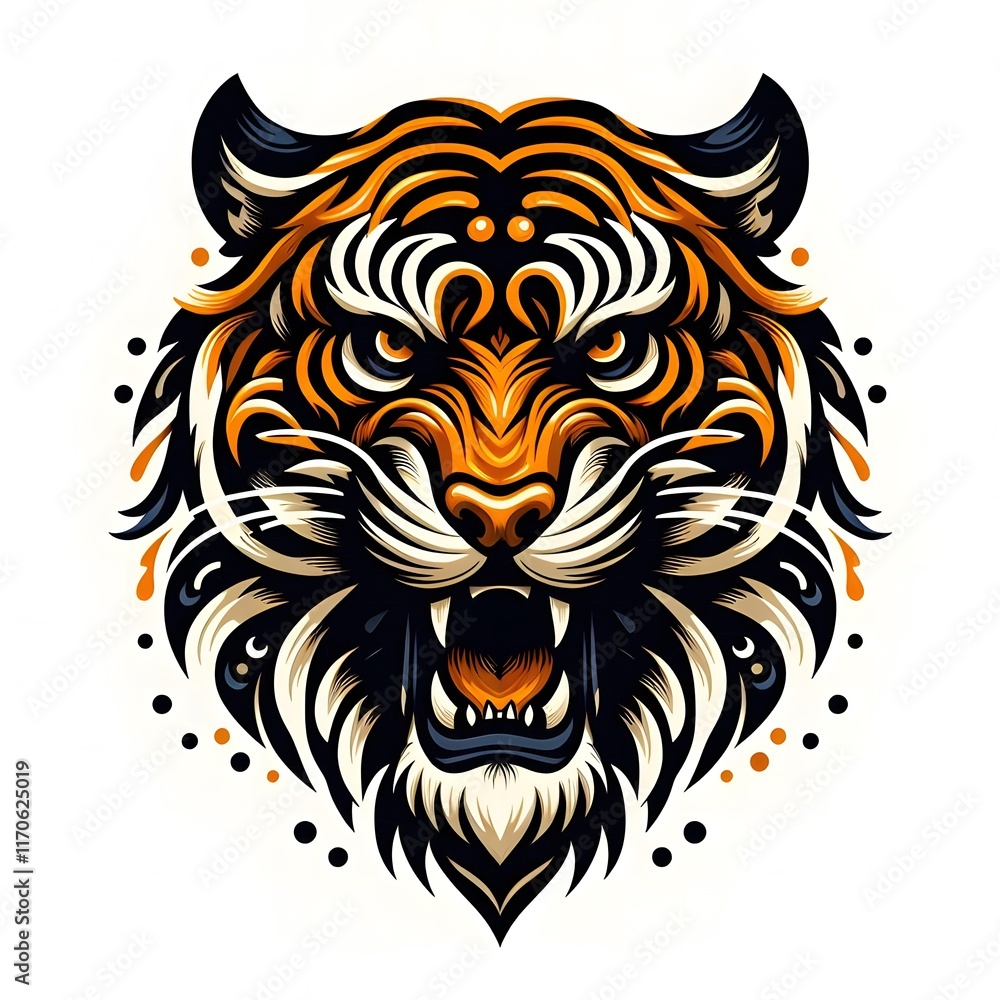 Fototapeta AI Generate of Tiger Head Shape as Natural Element such as Wind, Cloud, Tree, Animal, Wood, isolate in white.