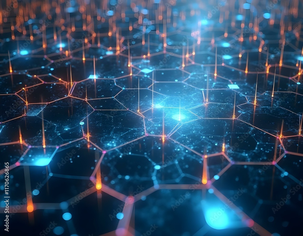 Obraz premium Interconnected hexagonal grids for futuristic aesthetics