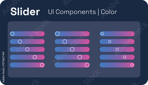 Set of colourful switch slider Loading Bar illustration.
Scrollbar in web form. Filter slider on website, flat user interface elements. Template for internet page navigation. Frontend UI