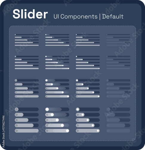 Set of switch slider Loading Bar illustration. Scrollbar in web form. Filter slider on website, flat user interface elements. Template for internet page navigation. Frontend UI