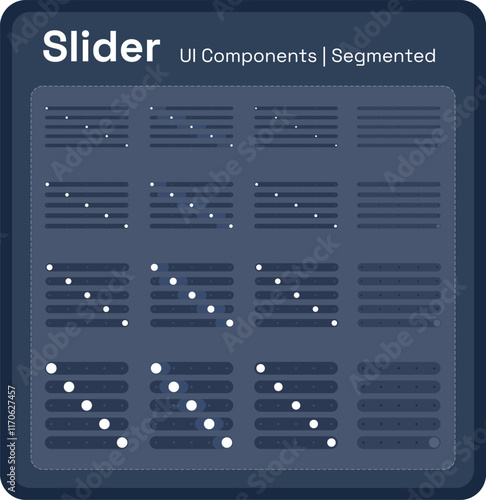 Set of segmented switch slider icon and  Loading Bar illustration.
Scrollbar in web form. Filter slider on website, flat user interface elements. Template for internet page navigation. Frontend UI