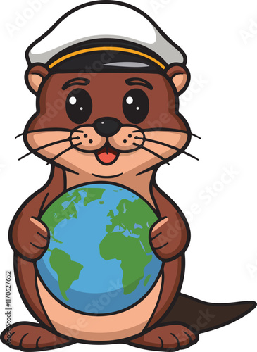 otter with globe