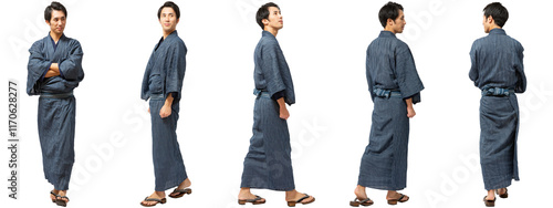 Quadro su tela 和服-着物-男性が歩く