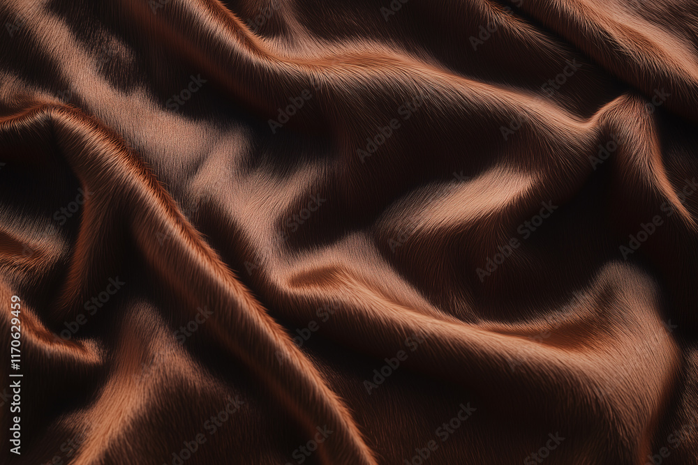 Fototapeta premium Soft brown fur texture with wavy patterns and realistic details. Close-up macro shot. Design for background, textile, wallpaper, and creative projects