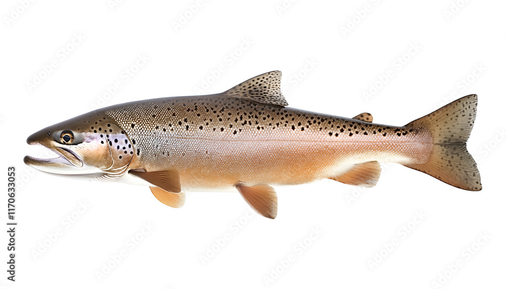 Naklejka premium Raw salmon. One fresh salmon fish isolated on white background with clipping path