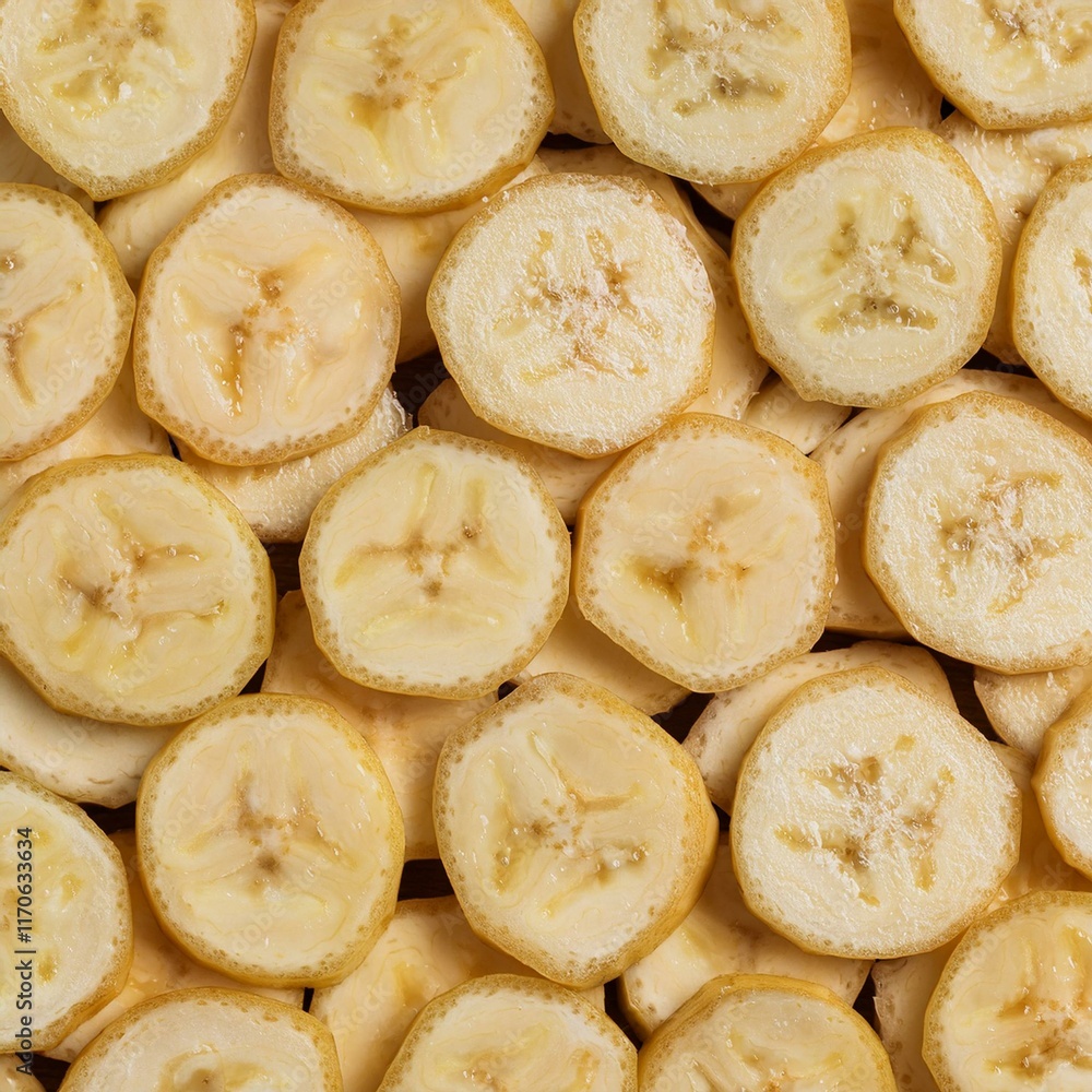 Closeup of fresh banana slices background Closeup of fresh banana slices background