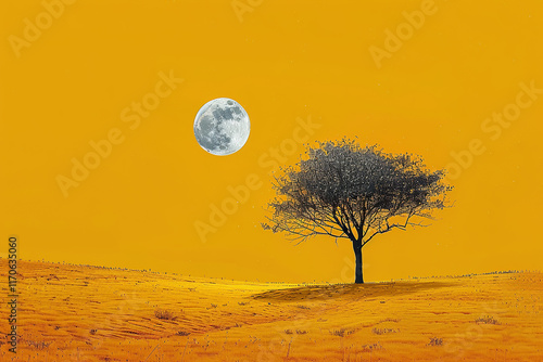 moon and tree