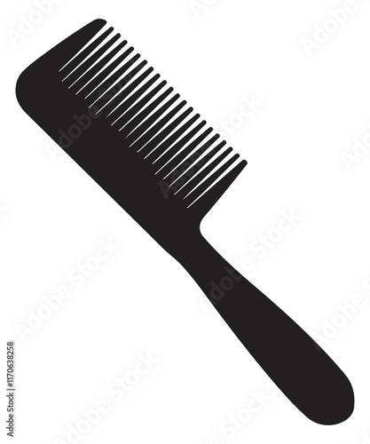 Barber comb silhouette vector art on white background 