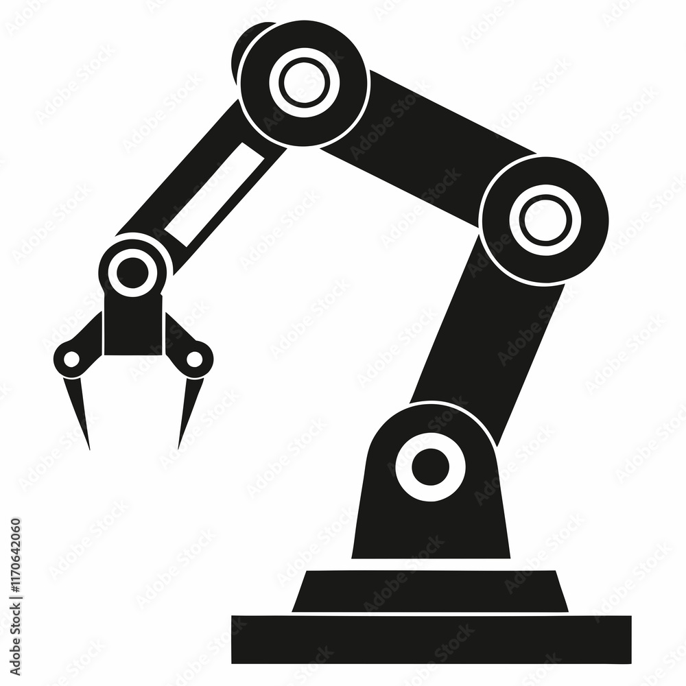 Industrial Robot Arm Silhouette Vector Industrial Robot Arm Silhouette Vector