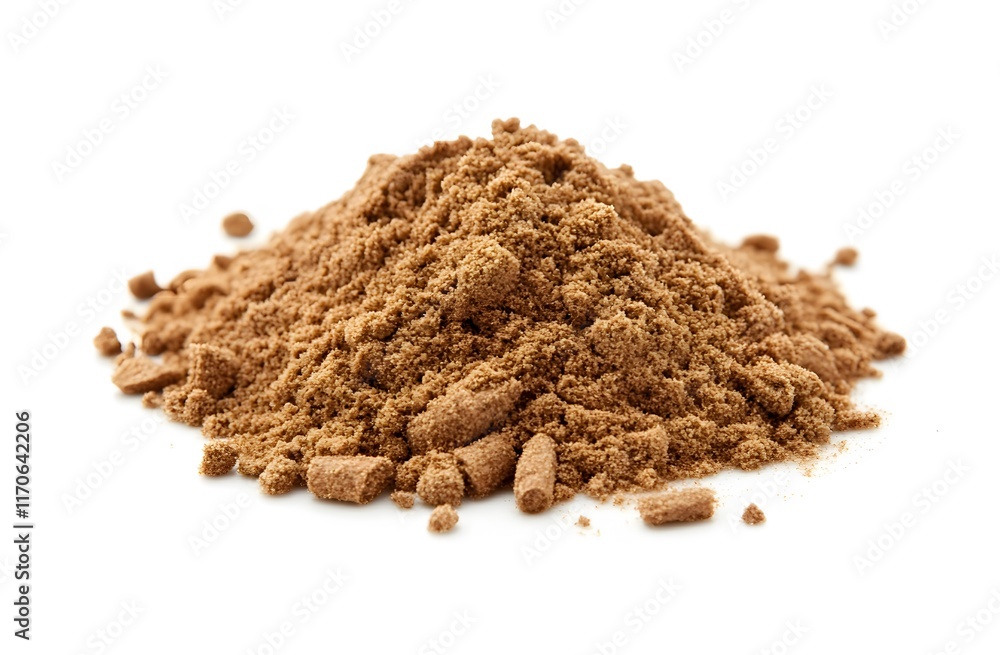 Brown Powder Pile Isolated On White Background Brown Powder Pile Isolated On White Background