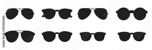 Sunglass silhouette icon set vector on white background 