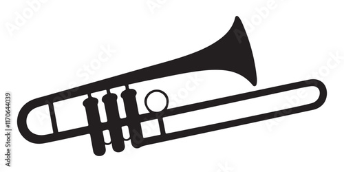 Trombone silhouette vector art on white background 
