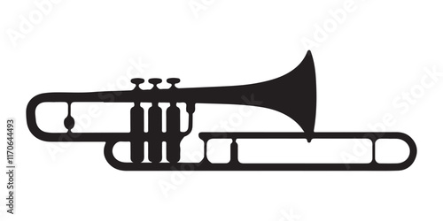 Trombone silhouette vector art on white background 