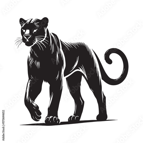 Bold panther silhouette for modern artistic media - Panther illustration - minimallest panther vector
